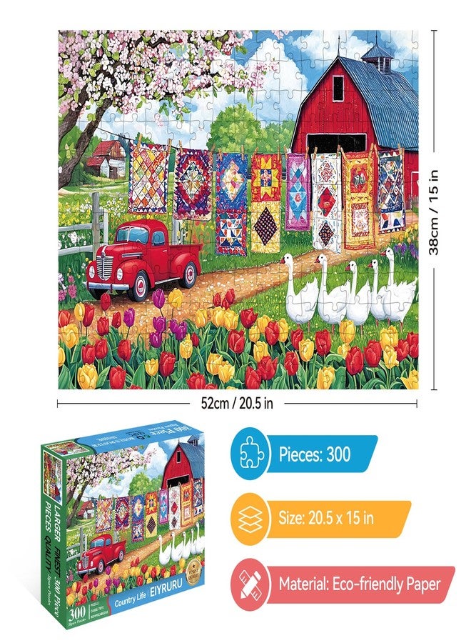 EIYRURU 300 Piece Jigsaw Puzzle for Adults - Springtime Farmyard Delight with Quilts & Tulips- Challenging and Relaxing Puzzle for Game Nights, Gifts & Home Décor (20.5" × 15") - Image 2